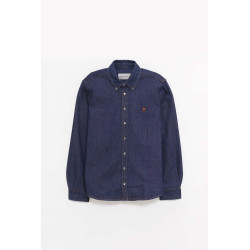 AMI INDIGO CONTRASTED AMI DE COEUR SHIRT